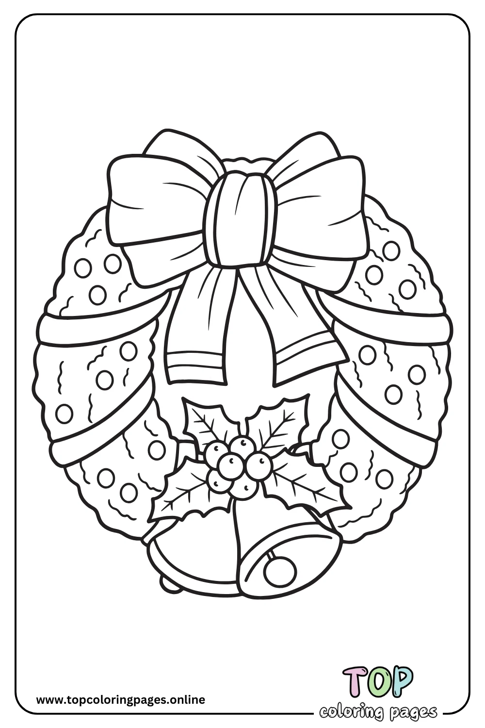 Christmas Wreath with Bells coloring page