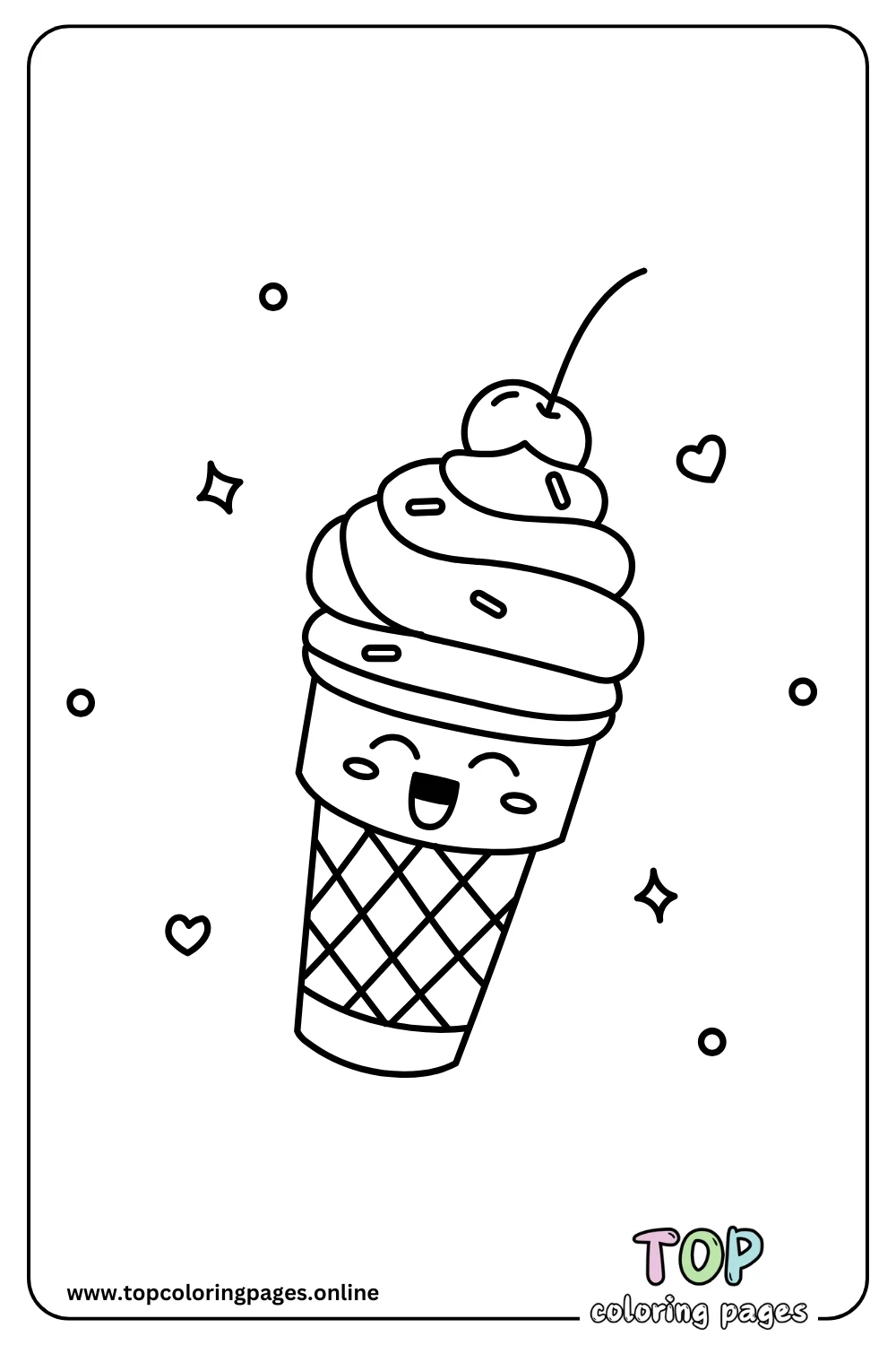 Cute Ice Cream Coloring Page