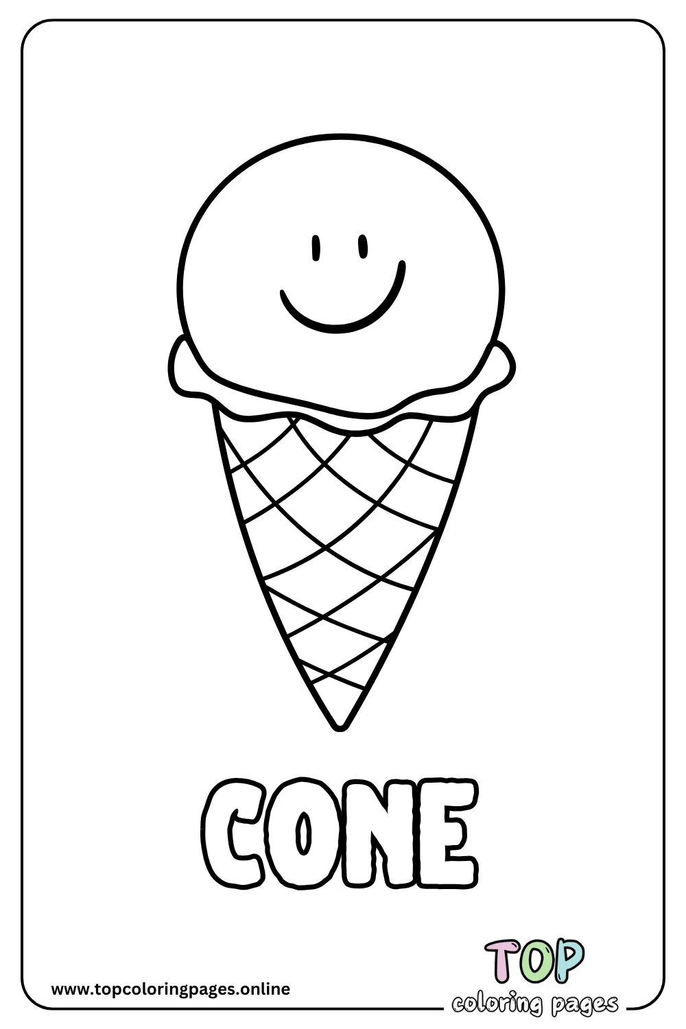 Easy Ice Cream Cone Coloring Page