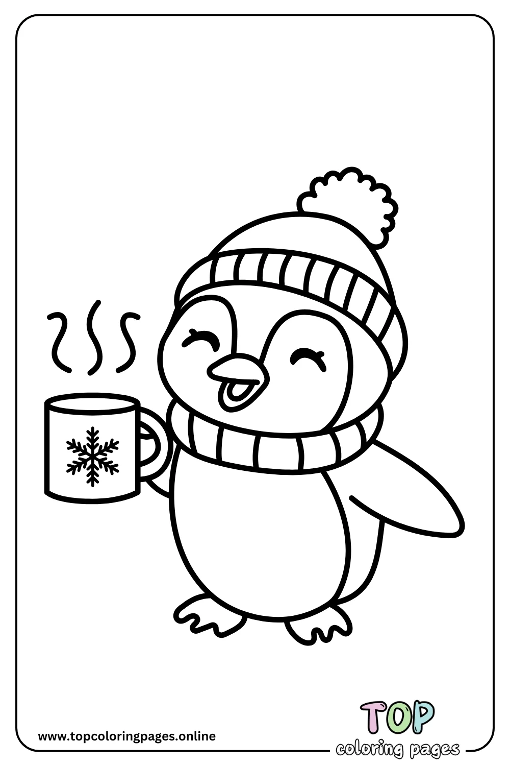 Hot Cocoa with Marshmallows Coloring Page