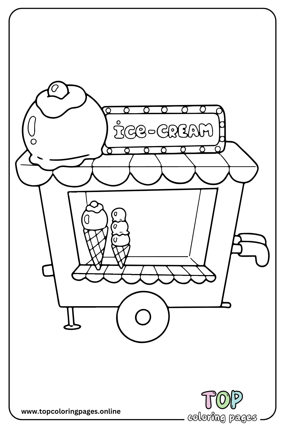 Ice Cream Cart Coloring Page