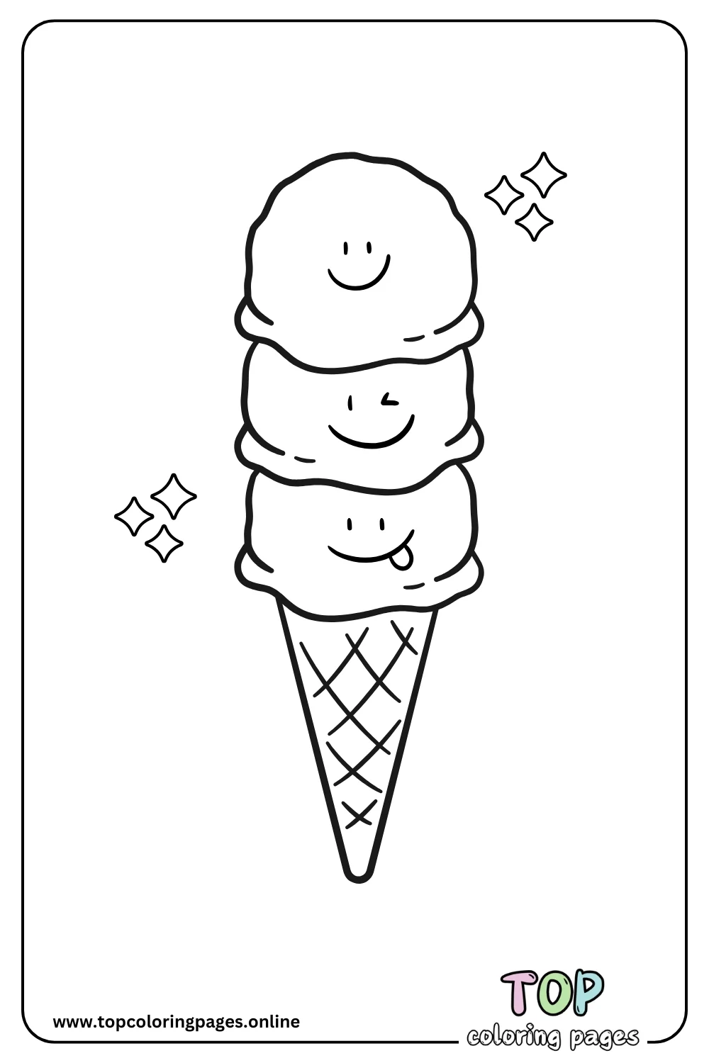 Ice Cream Scoops Coloring Page