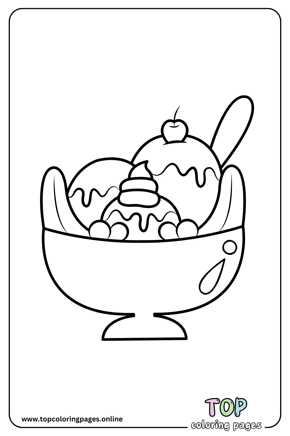 Ice Cream Sunday Coloring Page