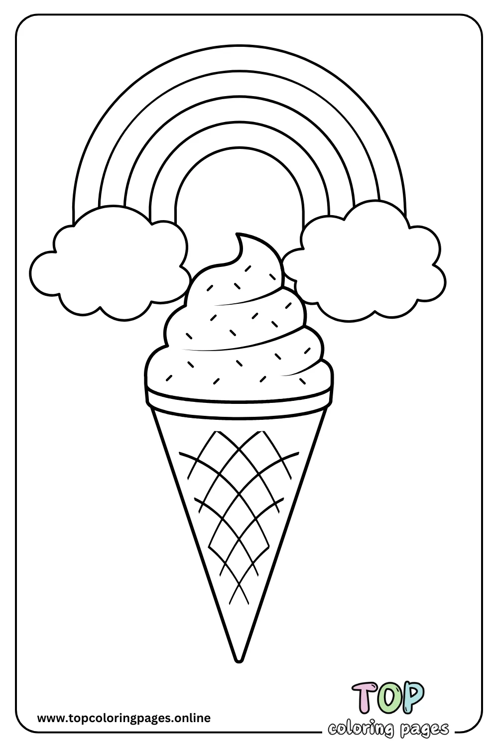 Ice Cream Swirl with Rainbow Sprinkles Coloring Page