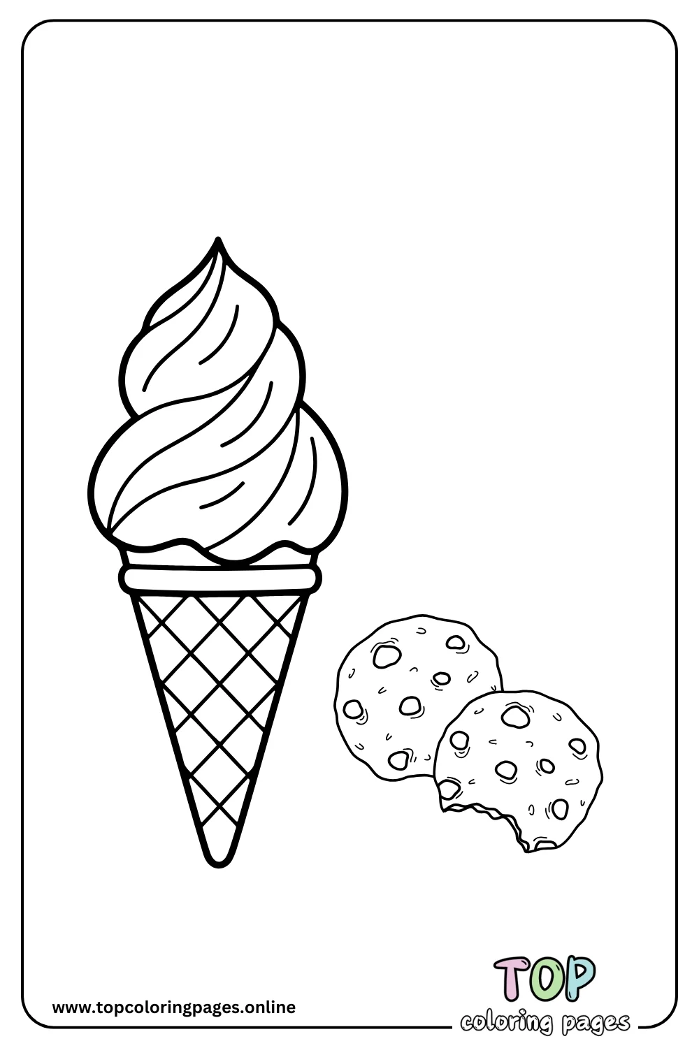 Ice Cream and Cookies Combo Coloring Page