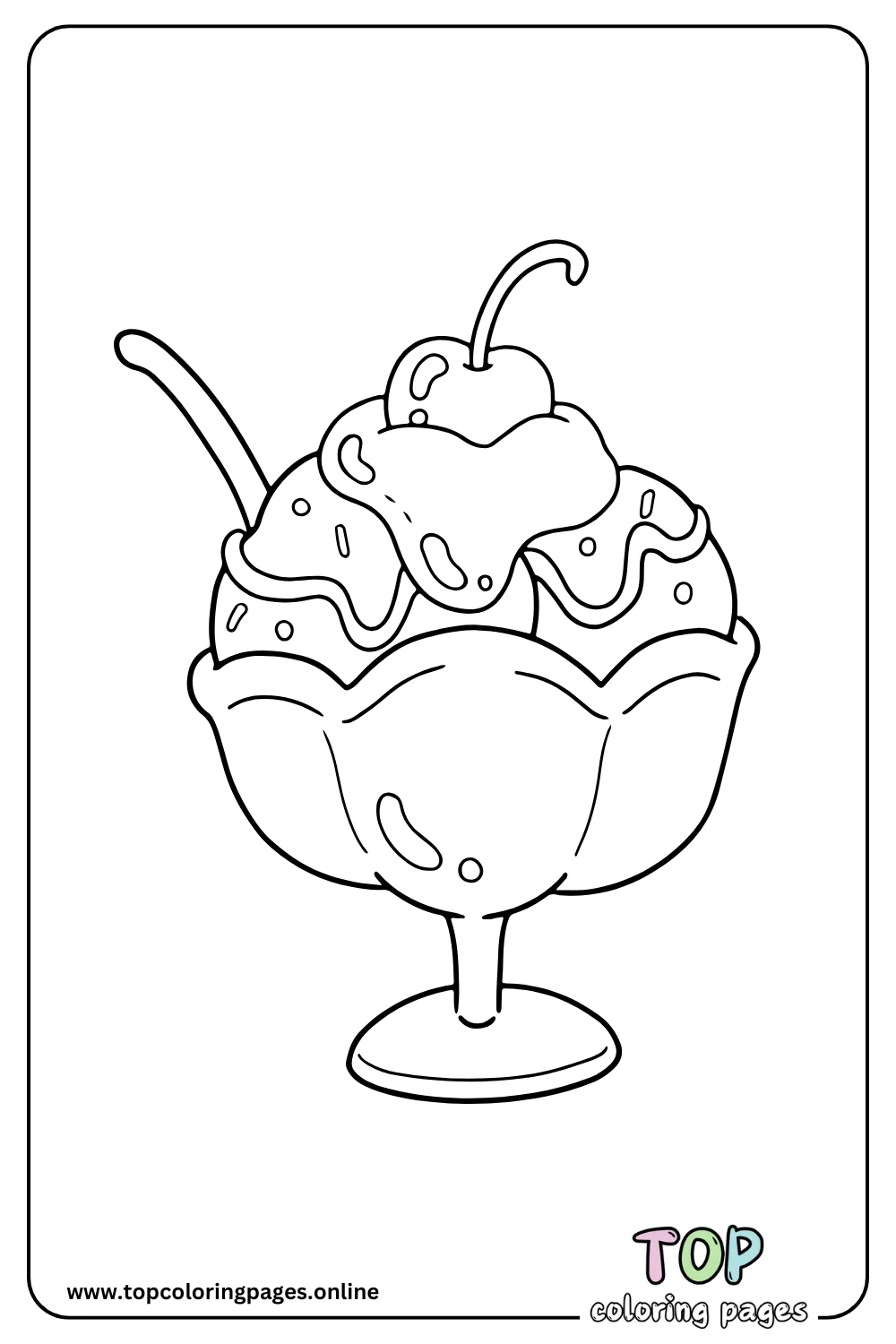 Ice Cream in a Bowl Coloring Page