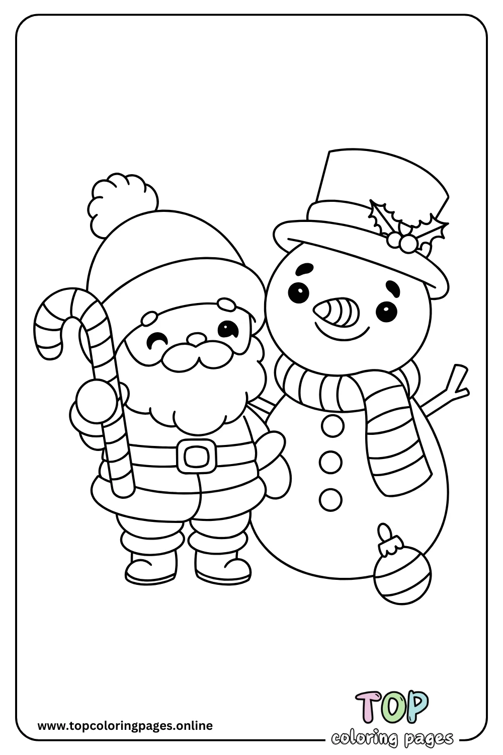 Santa Claus with Snowman coloring page