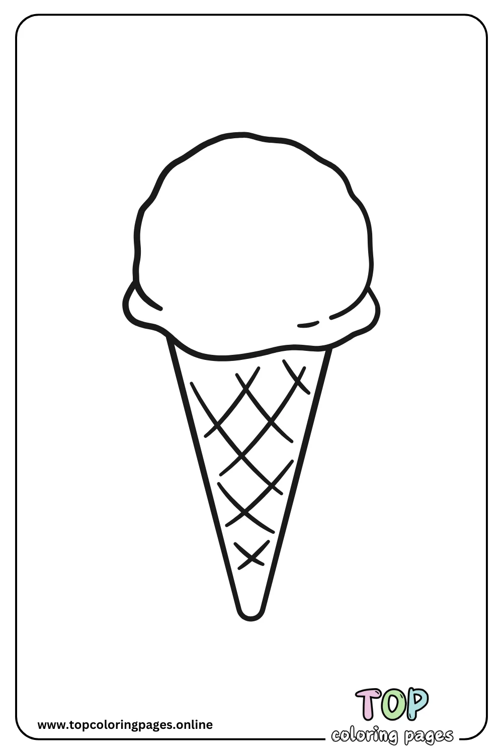 Simple Ice Cream Cone Coloring Page