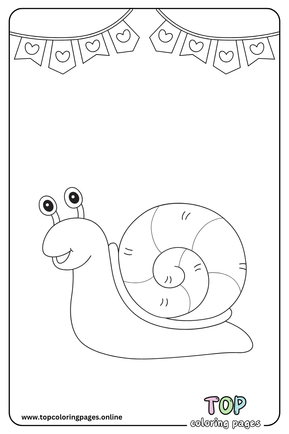 Adorable Snail Valentine’s Day Coloring Page