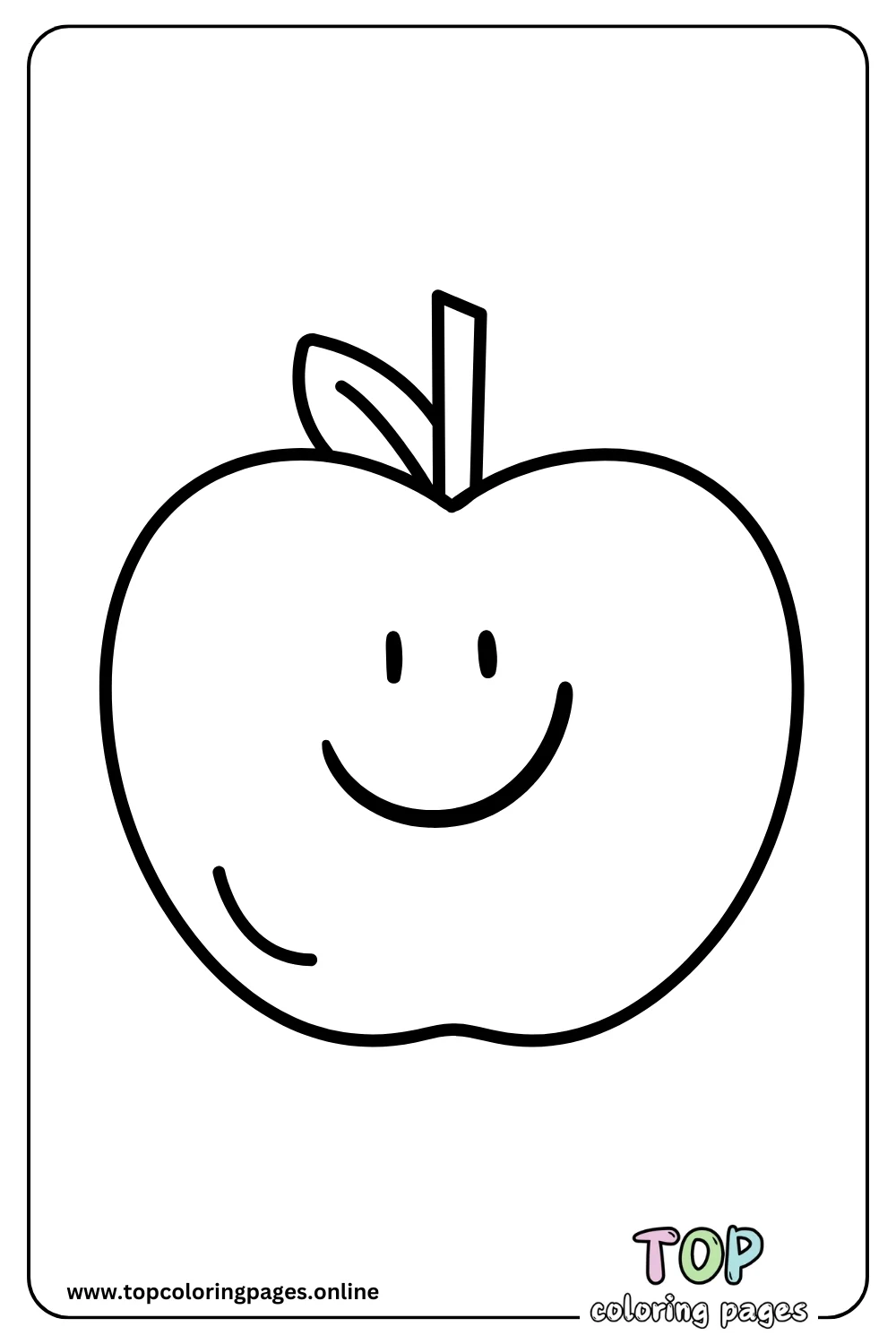 Cute Apple Coloring Page for Kids