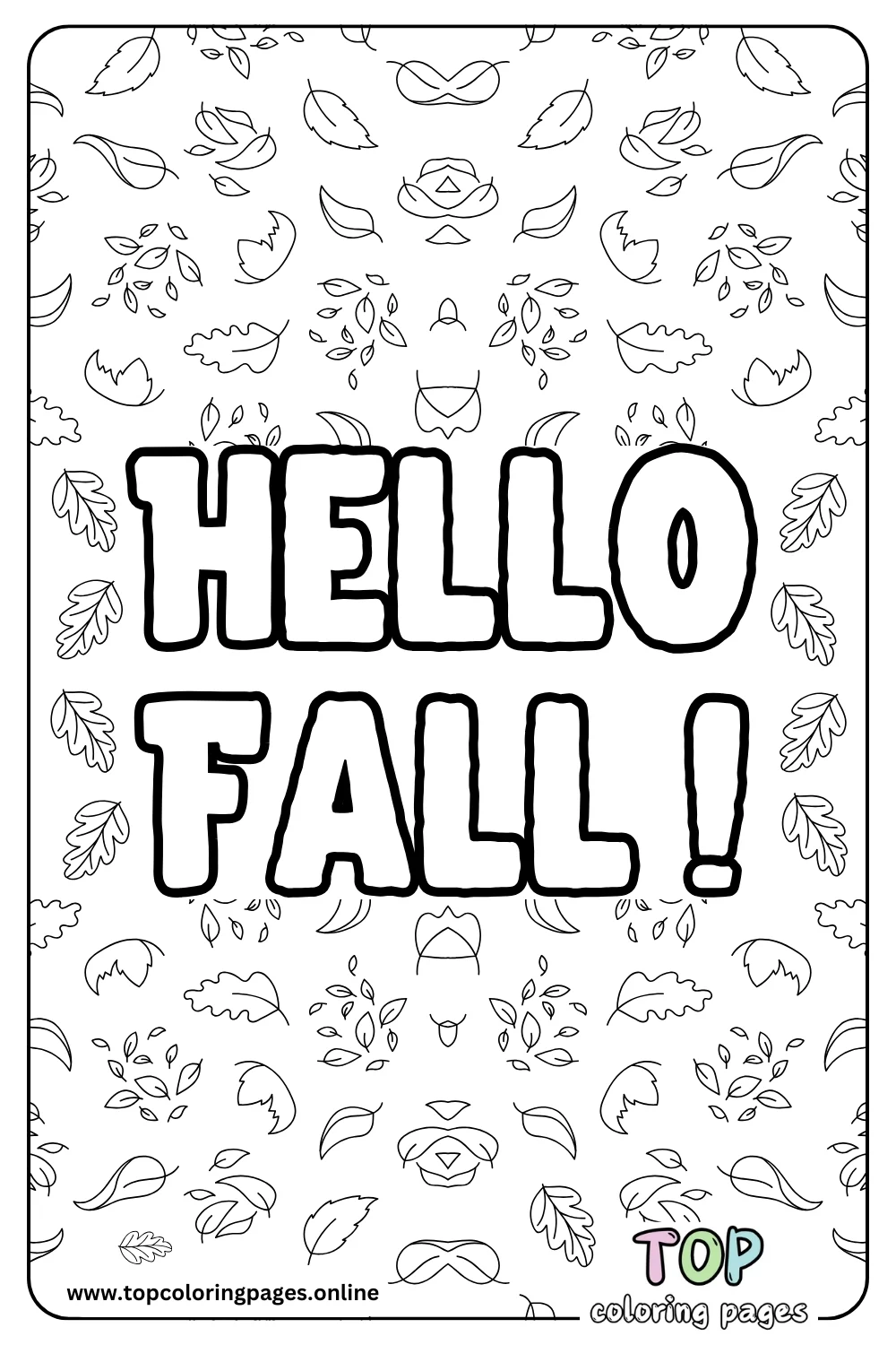 Cute “Hello Fall” Coloring Page