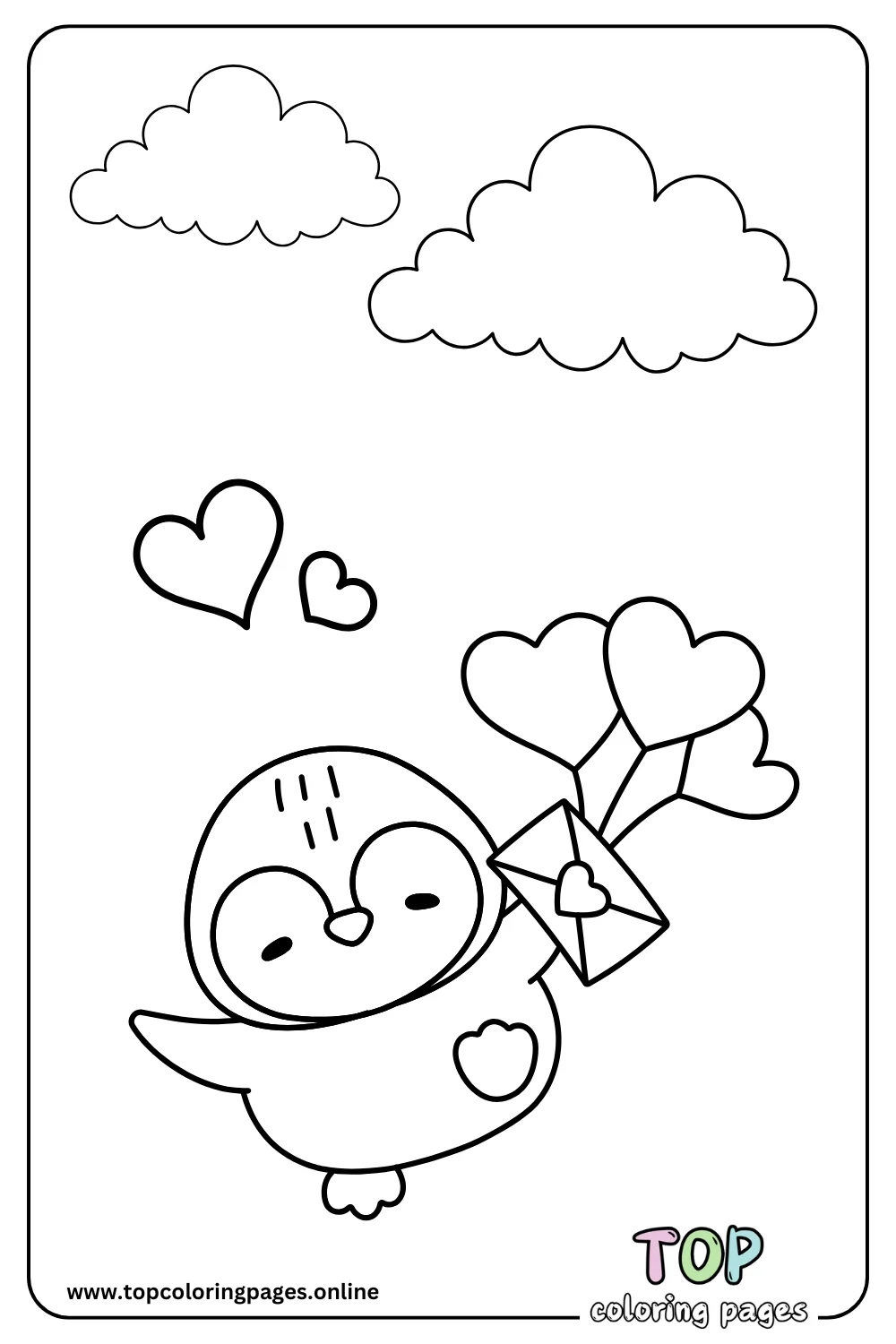 Cute Penguin Valentine’s Day Coloring Page