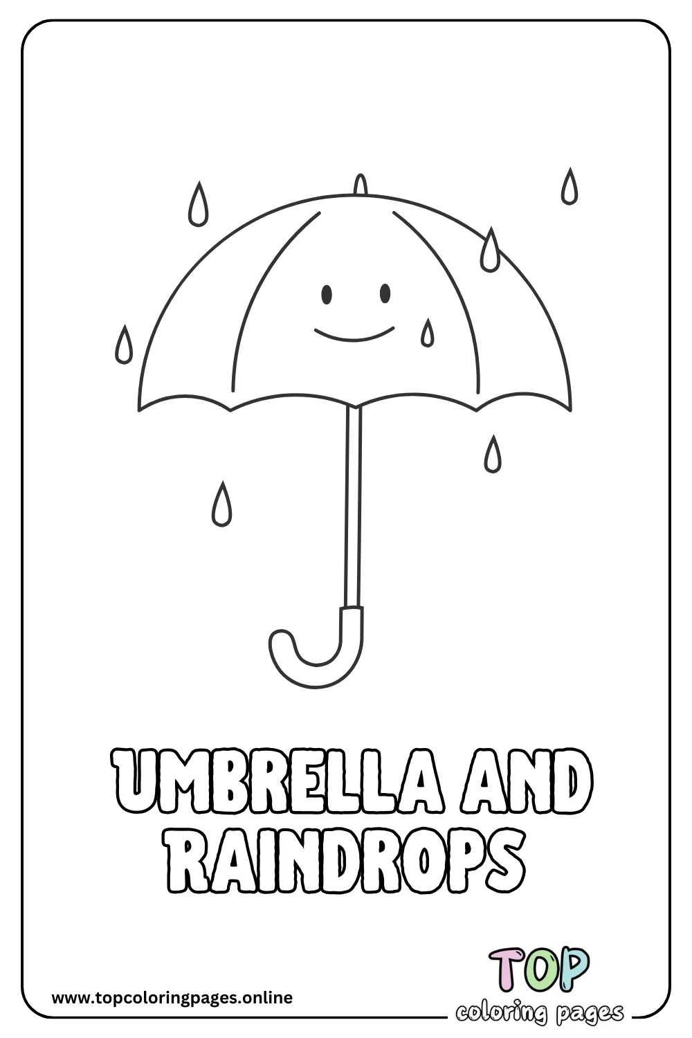 Dancing Umbrella and Raindrops Coloring Page