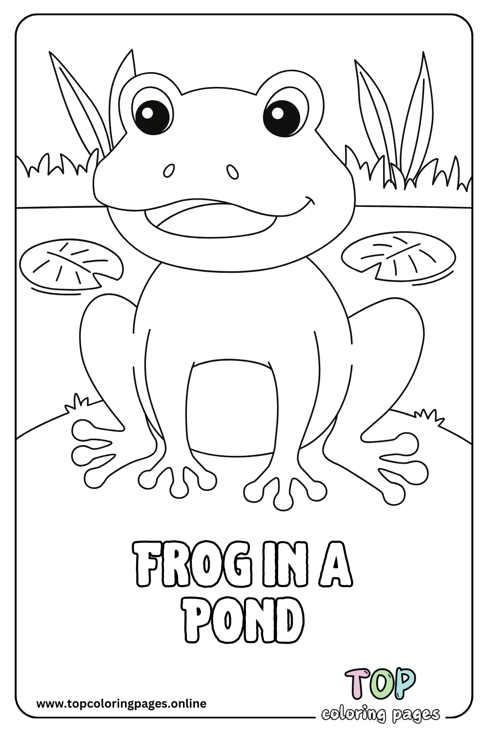 Funny Frog in a Pond Coloring Page