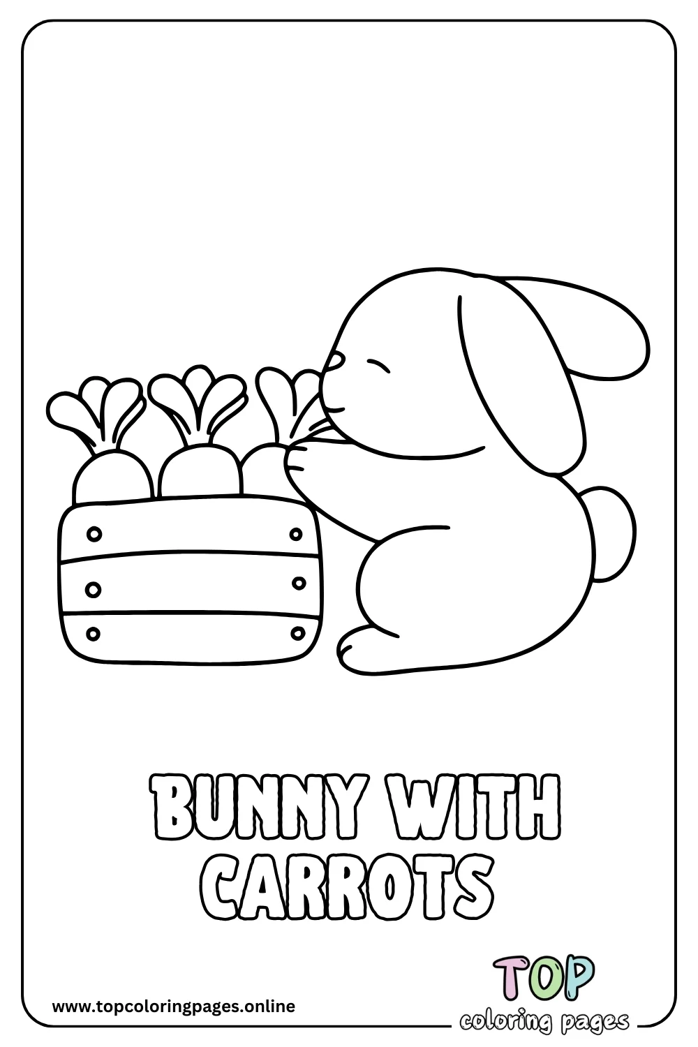 Happy Easter Bunny with Carrots Coloring Page