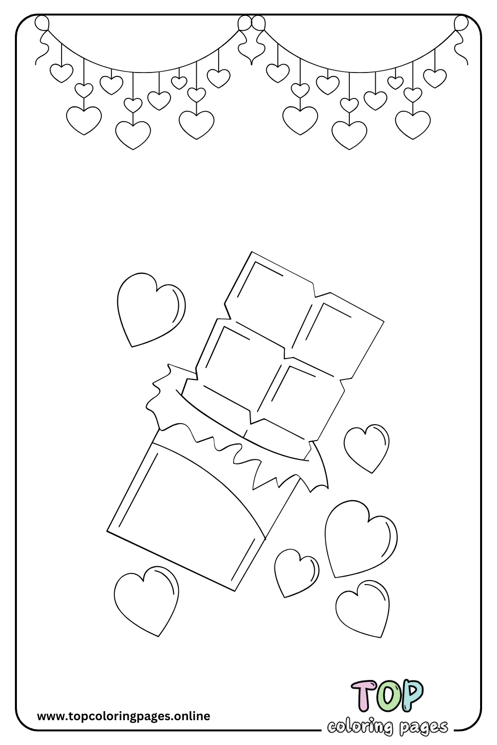 Happy Valentine’s Day Chocolate Coloring Page