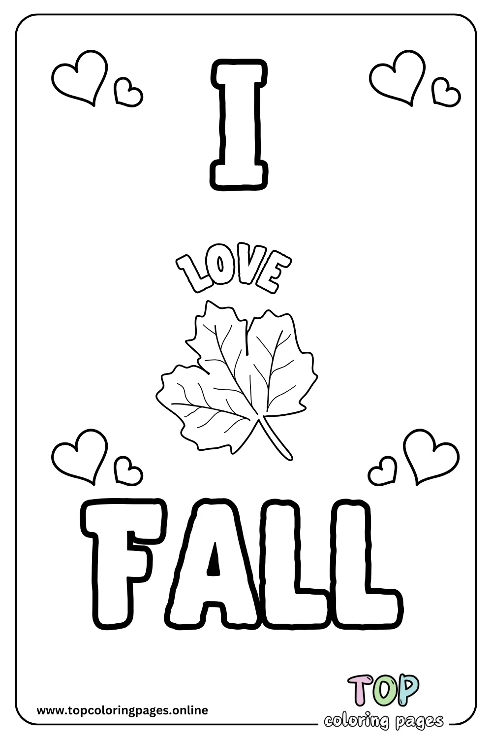 I Heart (leaf) Fall Coloring Page