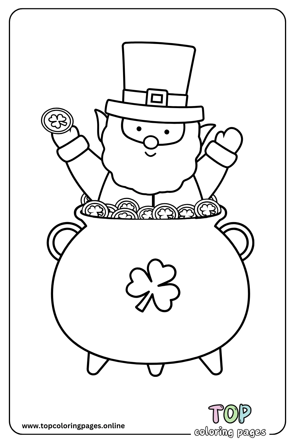 Leprechaun with a Pot of Gold Coloring Page