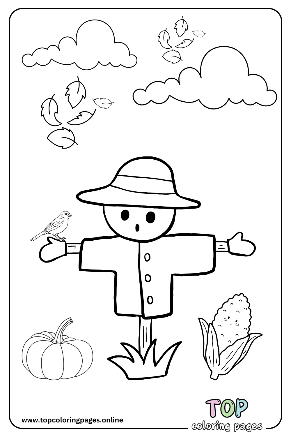 Scarecrow Friends Coloring Sheet