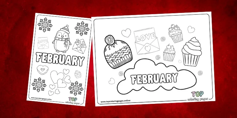 Simple & Best February Coloring Pages 2025