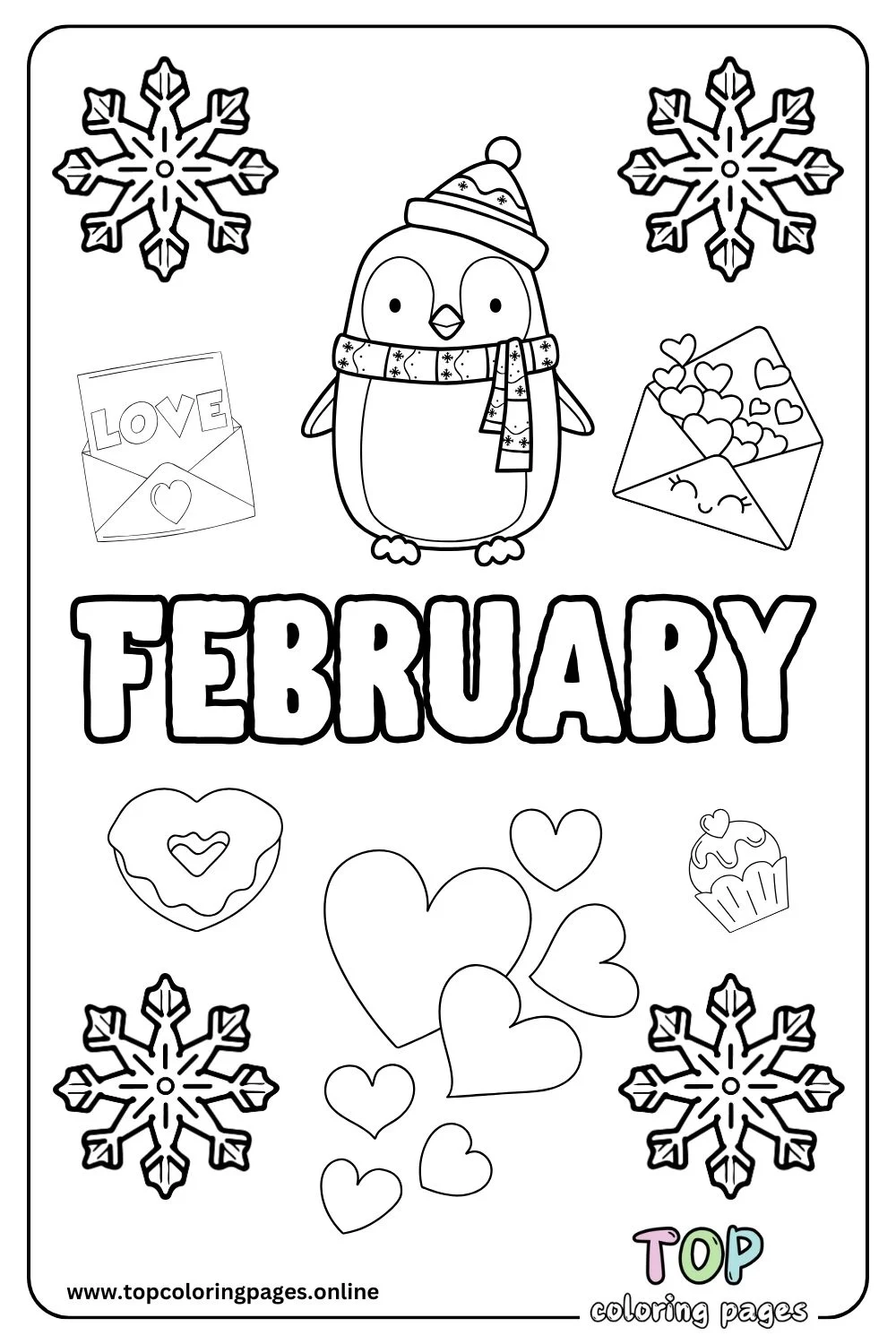 Simple February Coloring Pages