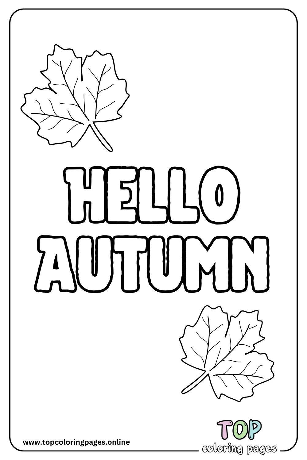 Simple Hello Autumn Coloring Page