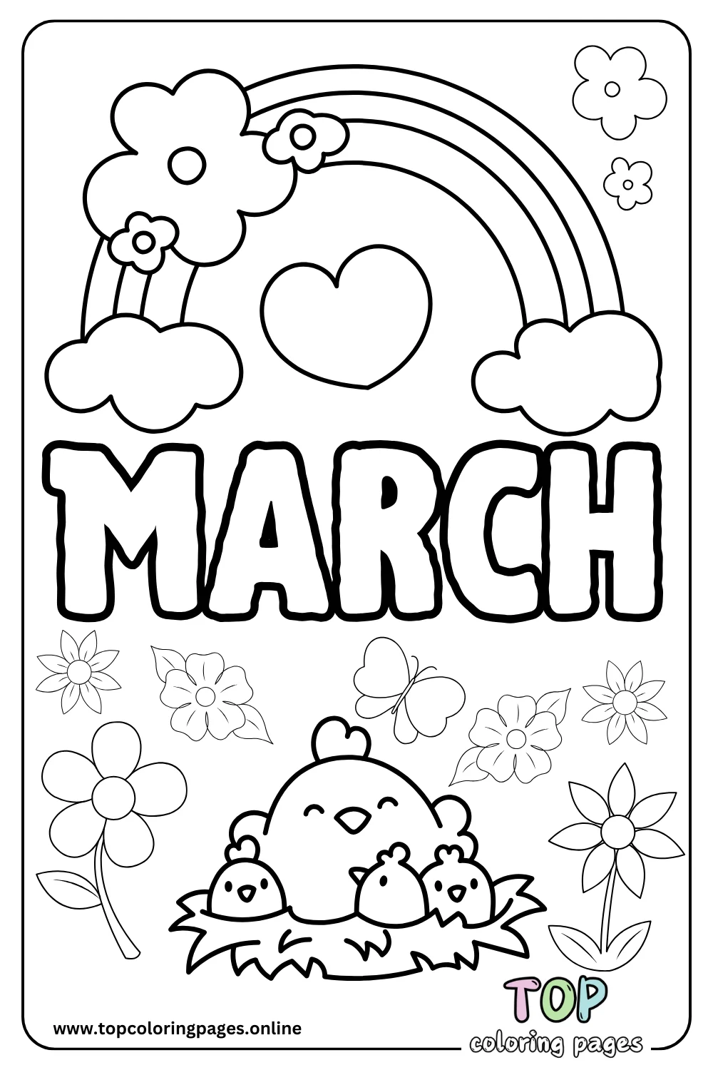 Simple March Coloring Pages